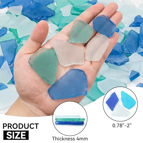 Keedolla Tumbled Sea Glass for Crafts - 10 OZ Flat Frosted Seaglass Pieces Crushed for DIY Art Crafts, Vase Filler, Beach Weddings, Aquarium and Home Decor (Blue, White, Light Green) - color: Blue, White, Green, size: 10 OZ / 0.63 LB
