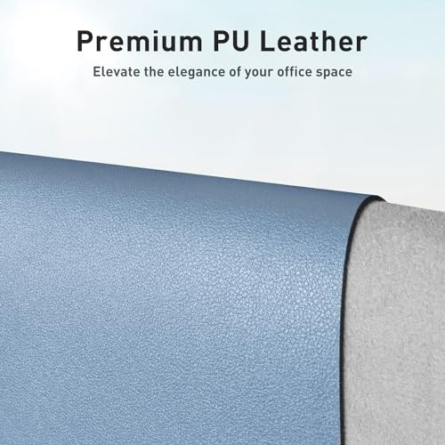 Aothia Leather Desk Pad Protector, Large Mouse Pad, Office Desk Mat, Non-Slip PU Leather Desk Blotter, Laptop Desk Pad, Waterproof Desk Writing Pad for Office and Home (Denim Blue, 23.6" x 13.7") - color: Denim Blue, size: 23.6" x 13.7"