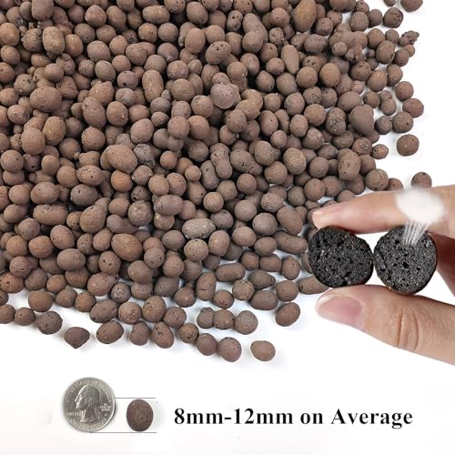 FANTIAN 2 lbs Clay Pebbles for Plants, 8-12 mm Leca Clay Balls for Indoor Plants, Orchid Potting Mixes, Hydroponic Growing, Aquaponics, Potted Top Dressing and Drainage - color: Clay Pebbles