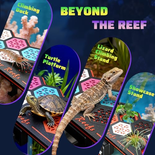 YOBBAI Magnetic Coral Frag Rack for Reef Tank, Saltwater Aquarium Frag Holder with 11 Slots & 13 Frag Plugs, Strong Magnet Glass Mount (Up to ~2cm), Multi-Use Aquarium & Hydroponic Plant / Reptile Display Stand - color: Neon Orange-Black