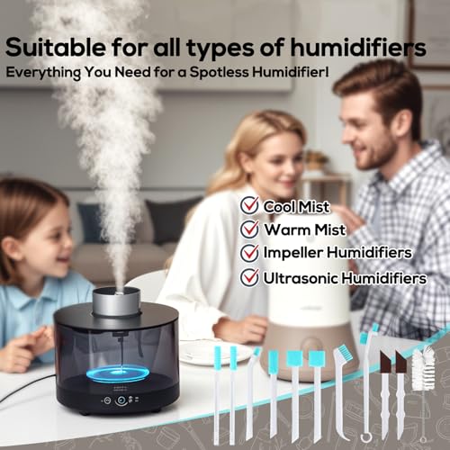 11 Pcs Humidifier Cleaner Brush Set – Small Detail Cleaning Brushes for Crevices, Gaps, Corners, Keyboard, Bottle, Tiles, and Tight Spaces – Household & Travel Cleaning Tools - color: Multicolor