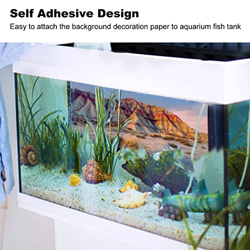 Aquarium Poster Mountain Desert Pattern Self Adhesive 3D PVC Fish Tank Background Decoration, Fade Aquarium Wallpaper Sticker for Freshwater (61 * 41CM) - size: 61*41cm
