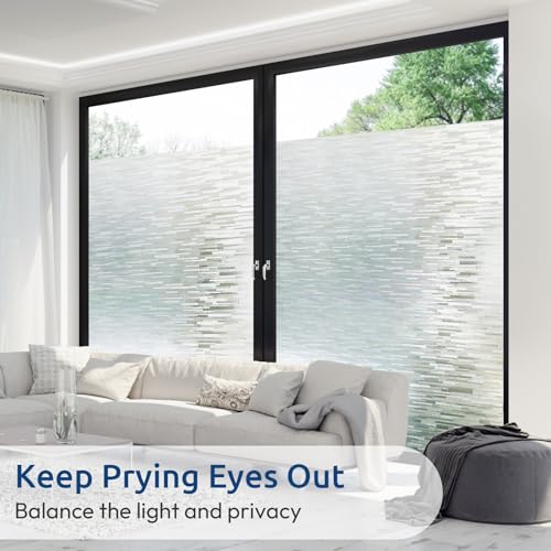 rabbitgoo Window Privacy Film, No Glue Frosted Glass Film, Static Cling UV Blocking Non Adhesive Reusable Heat Control Window Vinyl Clings for Home, Office, Frosted Silk, 17.5 x 118.1 Inches - color: Frosted Silk, size: 17.5" x 118.1"