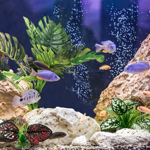 Moonorange Reptile Artificial Plants, Terrarium Plants Decorations Supplies, Aquarium Fish Tank Plant, Amphibian Habitat Hideout Tank Accessories(L Set-3pcs/A) - color: L Set-a