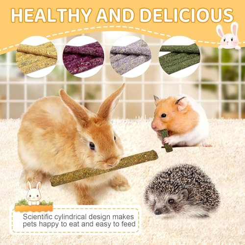 VESPRO 208Pcs Rabbit Chew Sticks, Guinea Pig Toys, Natural Timothy Grass Molar Teeth Stick, Mixing Flowers, Roses, Calendula and Forget Me Not, Small Animals Treats - size: 1 Count (Pack of 208)