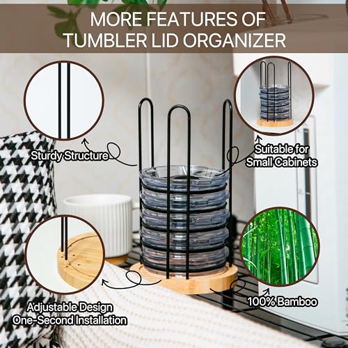 2PC Tumbler Lid Organizer, Detachable Cup Lid Organizer for Simple Modern Tumbler/Yeti Tumbler/Stanley Tumbler Lids, Holds up to 20 Lids, Cup Organizer for Kitchen Organizers and Storage