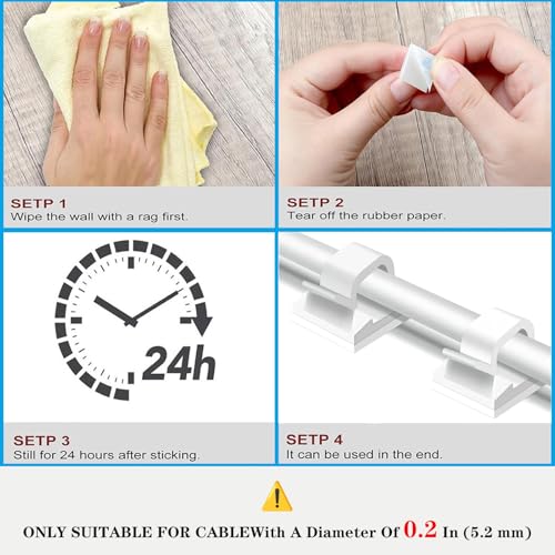 Cable Clips，50PCS Electrical Cord Management Adhesive Cable Wire Clip Wire Clips wall，Used for Cars, Offices, and Homes Cable Clips Cord Organizer (White) - color: White, size: Small