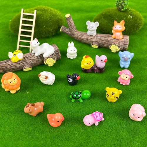 40 PCS Mini Animals Figurines for Dollhouse Garden Accessory Decoration