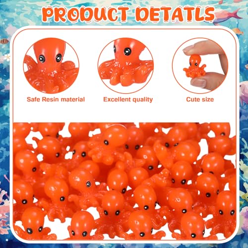 Geelin 50 Pcs Mini Resin Octopus Figurines Tiny Resin Figurines Small Ornament Charms Figure Tiny Animals for Dollhouse Landscape Aquarium Garden Desktop Birthday Party - style: Octopus