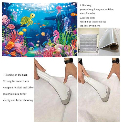 Under The Sea Photography Backdrop 10x8ft Underwater World Coral Reef Background for Ocean Theme Baby Shower Decorations Birthday Party Cake Table Decor Banner (10x8FT（300x240cm）) - size: 10x8FT（300x240cm）