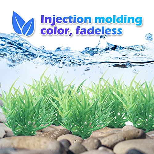 Piutouyar Green Aquarium Plant Ornaments, Artificial Water Plants, Lifelike Plastic Fish Tank Foreground Grass, Water Tank Decorations (10Pcs)