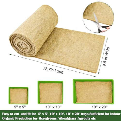 1Roll 10" X 79" Microgreen Grow Mat Natural Fiber Grow Mats Microgreens Grow Kit Hydroponic Pads Indoor Organic Production for Microgreen Starter Tray Wheatgrass Sprouts - size: 1 Roll 10" X 79"