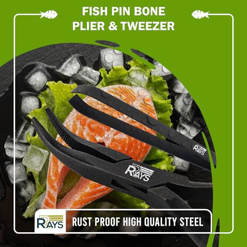 Fish Bone Pliers/Tweezers – Ergonomic Non-Slip Grip, Food-Grade Stainless Steel Deboner | Pin Bone Remover for Salmon, Trout & All Fish - color: Fish Bone Pliers/Tweezers Set