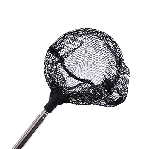 TOPINCN Fishing Landing Net, Round, Triangle (Optional), Compact, Adjustable, Telescopic Folding Handle, Stainless Steel, Approx. 16cm - 44cm, Ideal for Aquarium Fishbowl Fishes Shrimps - color: Round