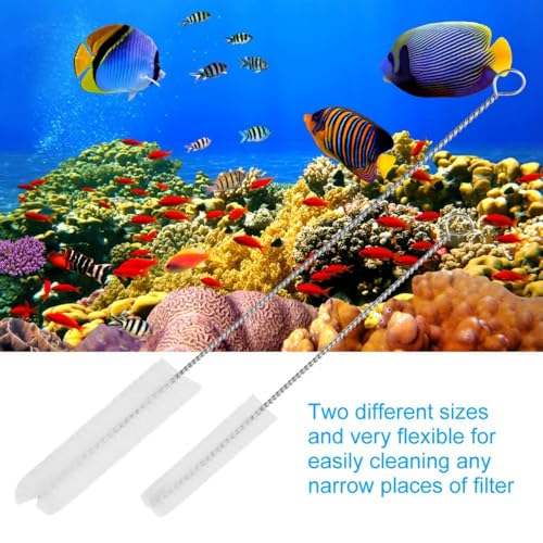 2Pcs Stainless Steel Aquarium Cleaning Brushes Wall Hook Design Flexible Tube Scrubber for Filter Pump Fish Tank