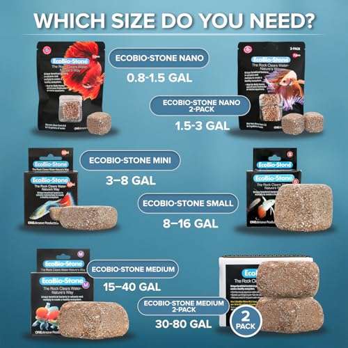 EcoBio-Block Natural Volcanic Rock for Aquarium Water Clarity & Balance — Low-Maintenance Alternative to Weekly Additives — for Freshwater Fish, Turtles, Shrimp & Frogs (Small, 8-16 gal) - size: 1 Pack, style: Small