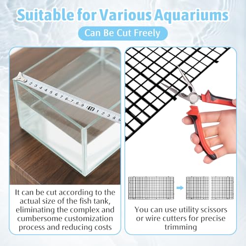 Plastic Aquarium Divider with Clips Grid Panel Aquarium Lid Hood Fish Tank Divider Filter Bottom Isolation Pane Separator for Mixed Breeding(8 PCS,Black)