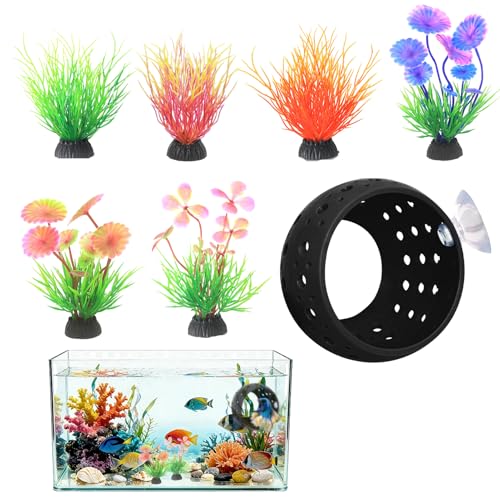 Betta Hideout,Betta Tunnel,With Suction Cups And 6 Artificial Aquatic Plants,Betta Fish Tank Accessories,Fish Tank Decorations Betta Caveshrimp Cav (Black) For Small Shrimp To Hide And Rest In