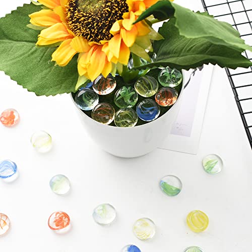 Flat Glass Marbles 1LB Mixed Color for Vase Fillers Mixed Colour Stone for Garden Decoration Craft Fish Tank (Eight Flower Color Mix) - color: Eight Flower Color Mix