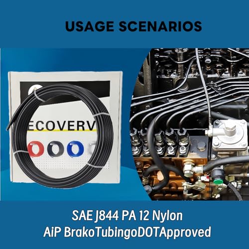 Ecoverve1/4 inch od Black Pneumatic Tube - 32.8ft Air Brake Tubing PU Line Hose Tube 1/4''OD Tube-32.8FT - style: 1/4''OD Tube-32.8FT