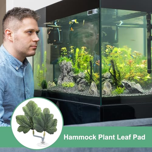 M METERXITY 2-Pack Betta Fish Leaf Pad, Hammock Plant Leaf Pad, Realistic Resting Fish Rest Bed for Fish Tank Decorations/Aquarium Accessories/Spawning Grounds [Green, Grape Leaves-Shaped] - color: Green