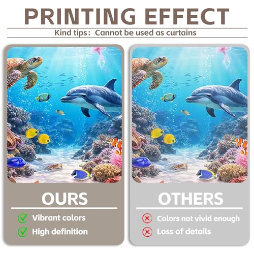 Fabric 7x5ft Under The Sea Photography Backdrop Ocean Underwater World Animals Tropical Fish Dolphin Turtle Mermaid Sunlight Background Kids Party Decorations Photo Props - size: 7'x5'