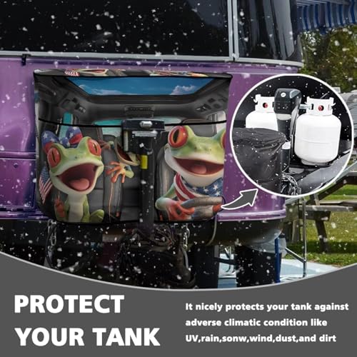 American Funny Frog RV Propane Tank Cover Camper Propane Gas Cylinder Cover Lightweight Four Seasons General 20 Pound Double for RV/Trailer/Camper - color: American Funny Frog, size: S(20LB)