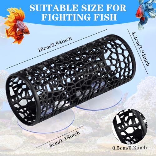 Honeydak 2 Pcs Betta Fish Tank Accessories Black Betta Tunnel Fish Toys Safe Hollow Hammock Cave Aquarium Decor Hideout Tube Shelter with Suction Cups for Small Fish Shrimp Reptile Guppies - color: Black
