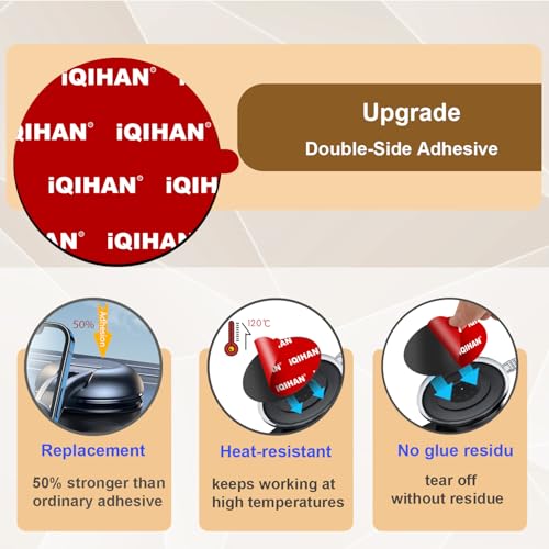 Extra Strong Adhesive Sticker Pads for Car Phone Mounts - 6pcs Double-Sided Very High Bond Circle Tape, 80mm (3.15") Round Sticky Replacement for Suction Cup Itmes Car Dashboard Dash Camera GPS