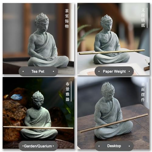 Monkey King Statue, Sun Wukong Sculpture, Paper Weight, Chinese Calligraphy Stone Paperweight, Figurines Fighting Buddha, Aquarium Safe Landscape Decor, Stone Tea Pet, Chinese new Year Gift
