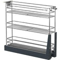 JOWBOOW 6 Inch Pull Out Cabinet Organizer (5.9" W), Fully Assembled Narrow Slide Out Spice Rack with Anti-Wobble Wheels& Door Mount Kit, Heavy Duty 3 Tier Pantry Storage for Base Cabinets - size: 6"W Bottom-Mount