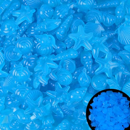 Kaiyuan Dynasty 100pc Fish Tank Rocks Aquarium Rocks Glow in The Dark Pebbles Glowing Rocks Luminous Pebbles for Fish Bowl,Garden,Ponds Decor,Blue (0.8-1.2") - color: Blue, size: 100