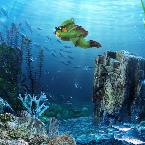 onesimcr Floating Fish Tank Decorations, Aquarium Decorations, Lovely Diver Fish Tank Decorations, Floating Device Fish Tank Accessories，Suitable for All Kinds of Fish Tanks(Dark Green)… - color: Dark Green