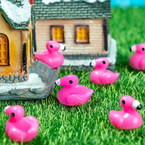 HFAYDZSW 115Pcs Mini Resin Flamingo Ducks, Flamingo Tiny Figurines for Cake Topper Garden Dollhouse Landscape Aquarium Ornaments DIY Crafts