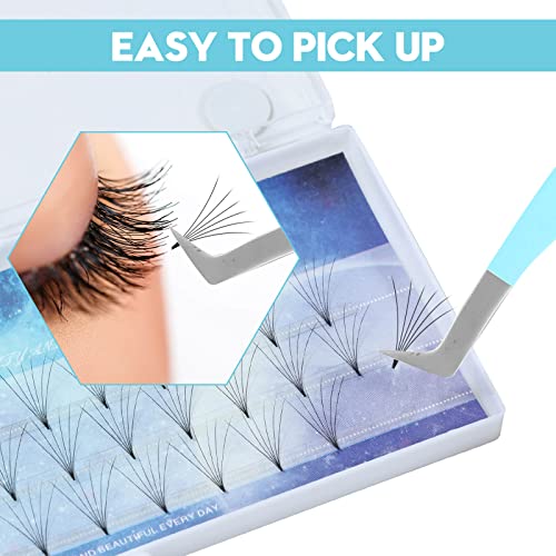 Ms.Queen Volume Lash Tweezers, Fiber Grip L-Angled Tips Boot Tweezers for Mega Volume Eyelash Extensions, Blue - style: Boot Tweezers