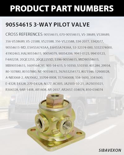 90554615 3-Way Pilot Valve | Air Suspension Dump & Lift Axle Control for Semi-Truck & Trailer | Replaces Haldex 90554615, 90054079, and 8071546