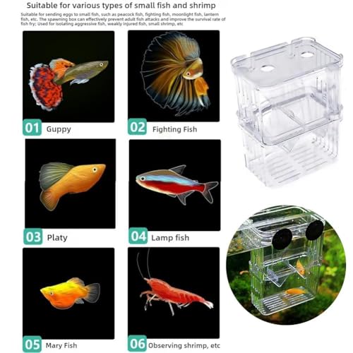 Aquarium Fish Breeder Box,Acrylic White Breeder Isolation Divider Hatching Boxes Accessory,Aquarium Acclimation Hatchery Incubator for Small Baby Fishes Shrimp Clownfish Guppy (L) - color: L