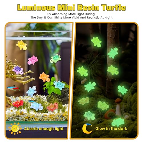 200pcs Mini Resin Turtles Luminous Tiny Turtle for Crafts Dollhouse Miniatures Mini Resin Things Animals for Fairy Garden Micro Landscaping Decoration Home Decor, 10 Colors(0.4 * 0.5inch) - color: 200pcs Mini Resin Turtles(0.4 * 0.5inch)