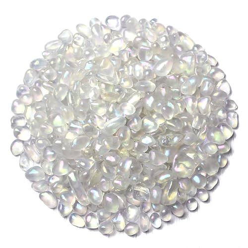 1Lb/460g Irregular Sea Glass Stones Artificial Crystal Gem Pebbles for Aquarium/Turtle Tank/Terrarium/Flowerpot/Vase Landscape Ornament Decoration, Hyun White - color: Hyun White