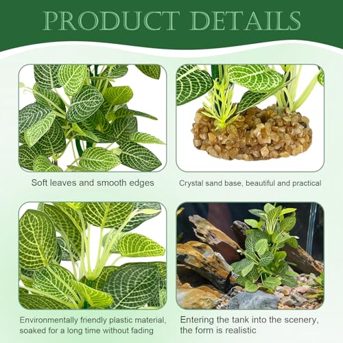 Silk Aquarium Plants (2-Pack) 9.8 Inch Artificial Plastic Fish Fish Habitat Decor, Small to Moderate Size Aquarium Decorations, Safe Green Plants for Freshwater Tanks - color: Lime Green With White Veins