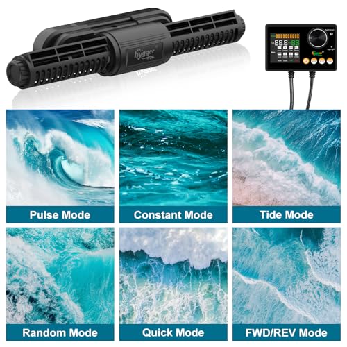 hygger Intelligent Wave Maker for Aquarium, Saltwater Freshwater Circulation Pump Adjustable 6 Waves/Night/Feed/Wireless Connection Mode, Magnetic Holder Display Controller Memory Function (50W) - size: 50W