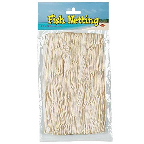 Beistle Natural White Decorative Fish Netting, Beach Party Supplies for Ocean, Under-The-Sea or Pirate Themed Parties, Hawaiian Luau’s, Summer Parties, 4’ x 12’ - color: Natural, size: 4' x 12'