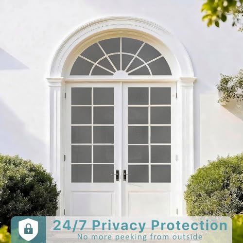 Niviy Day and Night Privacy Gothic Window Film, Nighttime Privacy Window Tint for Home, Static Cling Two Way Frosted Window Privacy Film for Front Door, Garage, Renter House (Grey, 17.5 x 118 inch) - color: Gray, size: 17.5"x 118"