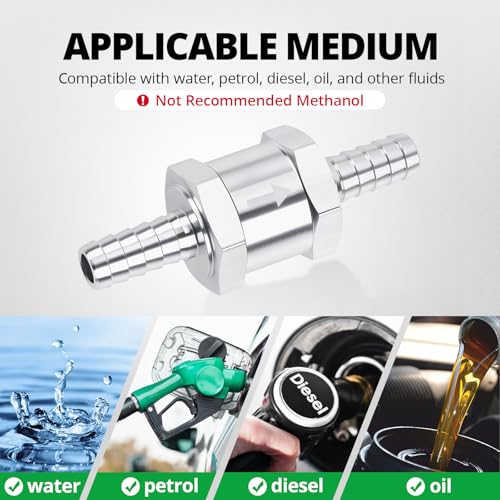 EVIL ENERGY 5/16" Fuel Check Valve One Way Inline Non Return Diesel Gasoline Silver (8mm OD,2PCS) - color: Silver, size: 5/16