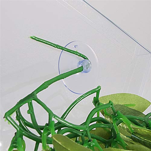 SLSON Reptile Plants Hanging Silk Terrarium Plant with Suction Cup for Bearded Dragons,Lizards,Geckos,Snake Pets and Hermit Crab Tank Habitat Decorations,Small Size,12 inches Green