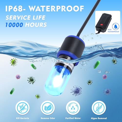 UVC Aquarium Sterilizer Light – Mini 3W for Fish Tank & Pond Filter, Water Clarifier & Algae Cleaner, Quartz Tube Waterproof - color: Switch, size: Switch 3w