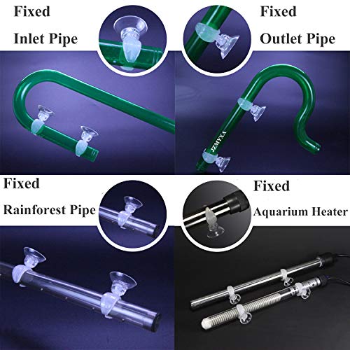 Aquarium Heater Clip Holder Aquarium Tube Clip Suction Cup Clip, 4 Pieces (Clip Inner diam:0.69")