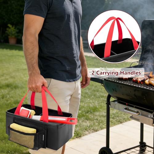 HODRANT Grill Rescue Dunk Tank with 2 Rooms, Waterproof Grill Brush Bristle Free with Front Pocket & Portable Handles, Collapsible Water Bucket BBQ Brush Cleaning Bag for Camping (Soak Basin Only)