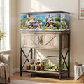 Petrova 20-29 Gallon Fish Tank Stand, Metal Double Aquarium Stand with Storage Cabinet, Heavy Duty 31.5" L* 16.54" W Tabletop, 330LBS Capacity, Rustic Brown
