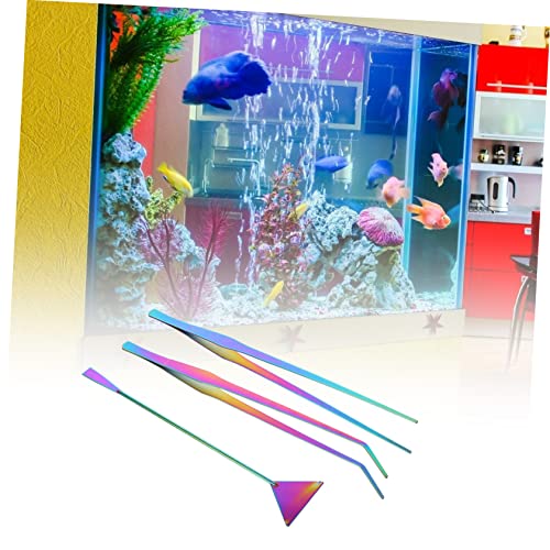 BESPORTBLE 3pcs Stainless Steel Aquarium Tweezers Tool Set Aquascaping Tools for Fish Tank Maintenance Includes Straight Curved Tweezers Spatula for Easy Plant Care